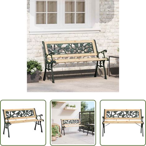 vidaXL Gartenstuhl - Gartenbank mit Kissen Braun 116 x 54 x 73 cm Holz (1/5)