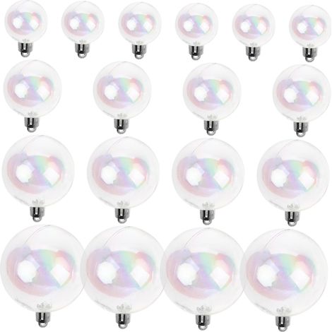 Lot de 18 boules de Noël décoratives à remplir en plastique - Ornements irisés - Petites boules de Noël transparentes et irisées - Pour bricolage - En plastique en vrac (1/5)