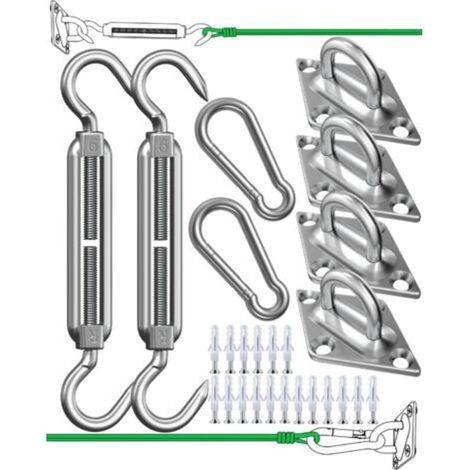Shade Sail Fixing Kit for Triangle, Square & Rectangle, Heavy Duty Rustproof Sun Shade Sail - 304 Stainless Steel Shade Sail (1/5)