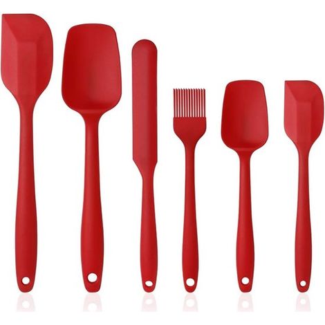 Juego de utensilios de cocina de silicona de 6 piezas (incluye brocha, Antiadherente y resistente al calor, apto para cocinar y hornear, Rojo (1/5)
