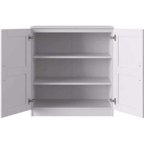 Abitare – Meuble vitrine 87 cm blanc mat – Structure panneaux composites – Dimensions L 80 x P 44,5 x H 87 cm – Design moderne et rangement pratique