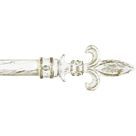 Tringle à Rideau en Fer Vente aux Enchères de Rideaux Anneaux Extensibles 160-300 cm Lance - Blanc Or