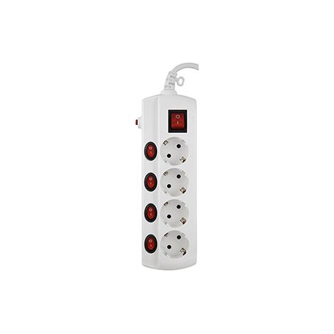 Regleta hepoluz 4 enchufes con interruptor 3680W 1,5m