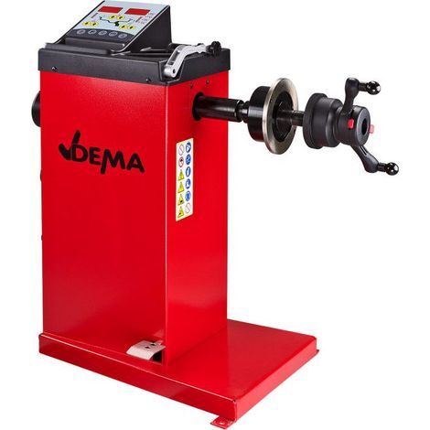 Dema – Equilibreuse de roues 230V – Précision +/- 2g – Largeur de jante 1,5 à 20 pouces – Vitesse 70-120 tr/min – 6 programmes d'équilibrage