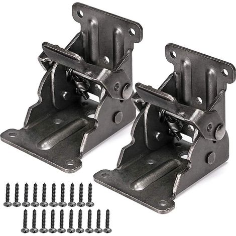Bisagras autoblocantes, soporte plegable, herrajes para patas y soporte de esquina, para patas plegables de banco de trabajo plegable, (2 juegos)