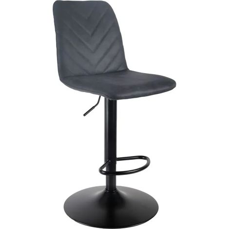 Tabouret de bar réglable microfibre anthracite et pied métal - COBY 2 (1/5)
