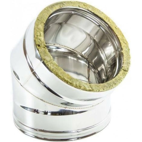 CURVA PER STUFA IN ACCIAIO INOX DOPPIA PARETE A 45 DA 250 MM