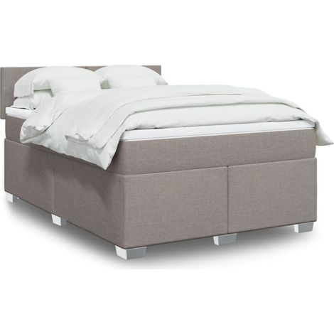 Sommier à lattes de lit avec matelas Taupe 160x200 cm Tissu vidaXL (1/5)