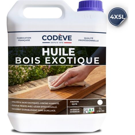 Huile Bois Exotique - 4x5 L - Codeve Bois - Pour La Protection De Votre Bois Tropical En Ipé, Teck, Iroko Ou Sipo.