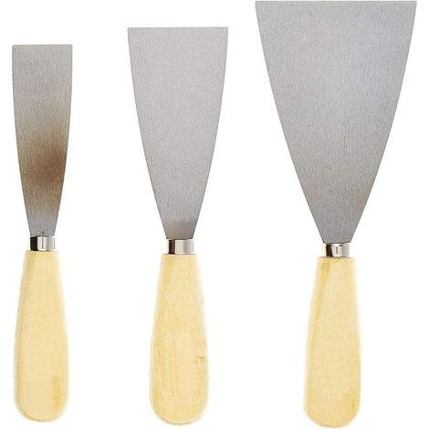 3er-Set Spachtel  Messer zum Abziehen, Beschichten, Glätten, Spachteln, Füllen, Schaben, Lösen, Schleifen  Holzgriff  3 Größen 7cm, 5cm, 3cm  Flexible Edelstahlklinge