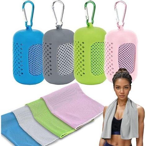 Kühlhandtuch – Mikrofaser, 101,6 x 30,5 cm – Für Sport, Yoga, Laufen, Outdoor-Aktivitäten – 4er-Pack (1/5)