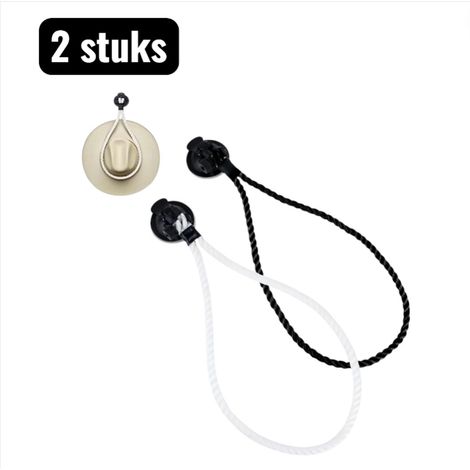 Lot de 2 porte-chapeaux à ventouse, crochets réglables en nylon pour chapeaux cowboy, voiture et maison, blanc et noir (1/5)