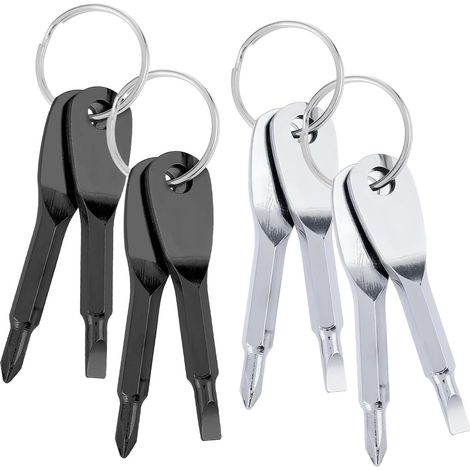 4Pcs Mini Screwdriver Keychain, Portable Multi-Functional Repair Driver Mini Pocket Keychain Repairing Tool Travel Kits Set Portable Multifunctional Phillips Flathead Screwdriver Tool Set (1/5)