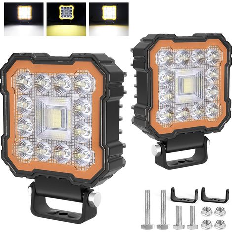 2er-Pack 132W 9-60V LED-Arbeitsscheinwerfer, IP68 wasserdicht, 13200 Lumen, für Bagger, Traktoren, Anhänger, ATVs, LKWs, Geländefahrzeuge, Motorräder