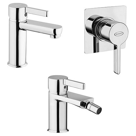 Set Rubinetti Jacuzzi per lavabo e bidet senza scarico e doccia incasso serie Fiamma cromato (1/5)