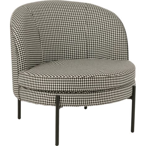 Fauteuil pied de poule noir blanc design chic en métal élégant - Noir blanc motif pied de poule (1/5)