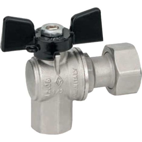 VALVOLA A SQUADRO F/F CON DADO GIREVOLE E FARFALLA IN ALLUMINIO BUGATTI 3/4""x3/4"" DN15