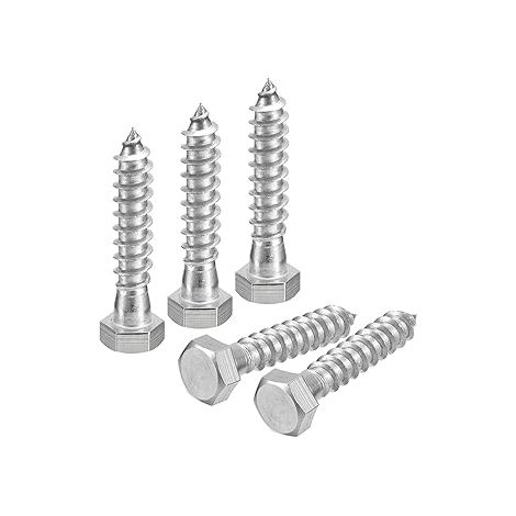 Vis Hex Head Lag Screws Boulons, 15Pcs 3/8" x 2" 304 Acier Inoxydable Partiel Fil Bois Boulons (1/5)