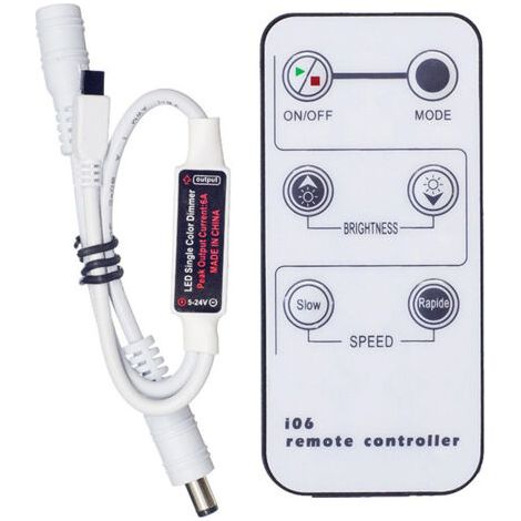 6 Key Touches IR Remote Control Télécommande Sans Fil, 5V / 12V / 24V 6A Mini Controller Contrôleur pour Bande de Monochrome (Couleur Unique) SMD LED (1/5)