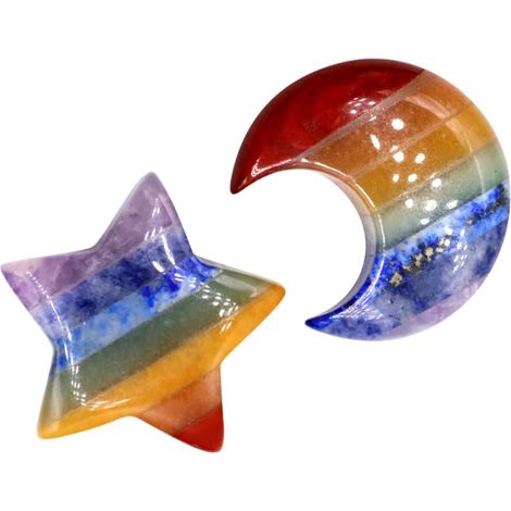 Ornements en Pierre Naturelle Pierres Agate Lune et 2 Pièces Colorées Délicates et Élégantes pour Décoration Maison Festival (1/5)