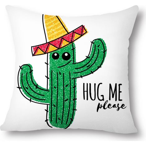 Housse de coussin décorative motif cactus tropical, 50 x 50 cm, en coton, pour canapé, lit ou sofa, style A (1/2)