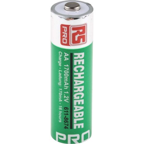 Batteries AA rechargeables 1.7Ah RS PRO, NiMH, 1.2V ( Prix pour Paquet de 4 )