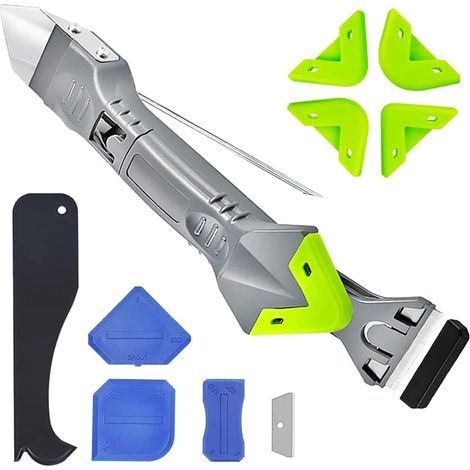 Outils de l'enlève joint 5 en 1(acier inoxydable) grattoir, Outil de Calfeutrage pour bain cuisine carrelage avec grattoir d’angle, Joint Calfeutrage Outils, lame de rechange (1/5)