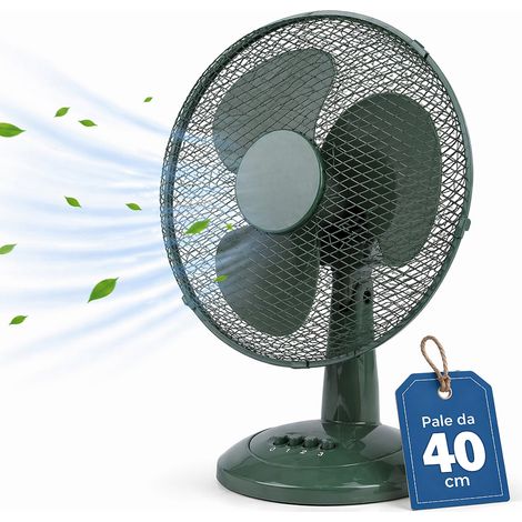 Ventilatore da Tavolo Autoportante Verde Potenza 45W Diametro 40cm 3 Velocità