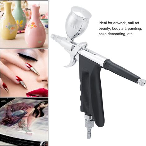 Kit de compresseur aérographe double action pour peinture artisanale, gâteau et autres loisirs créatifs : pistolet à peinture et outils. (1/5)