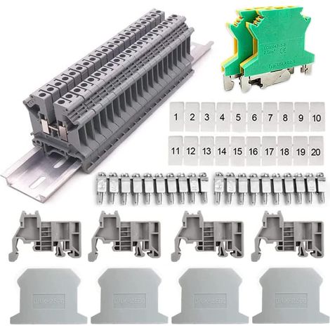 Kit de Borniers de Rail DIN, UK-2.5B Kit de bornier universel Contact Borne de Passage CâBlage Rapide Enfichable pour Projets de Bricolage CâBlage Rapide Enfichable de la Conversion (1/5)