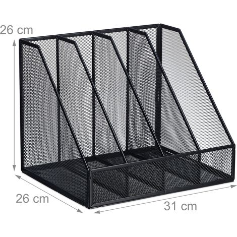 Portariviste 4 scomparti per documenti A4 design moderno ufficio 26 x 31 x 26 cm in metallo nero 130014141