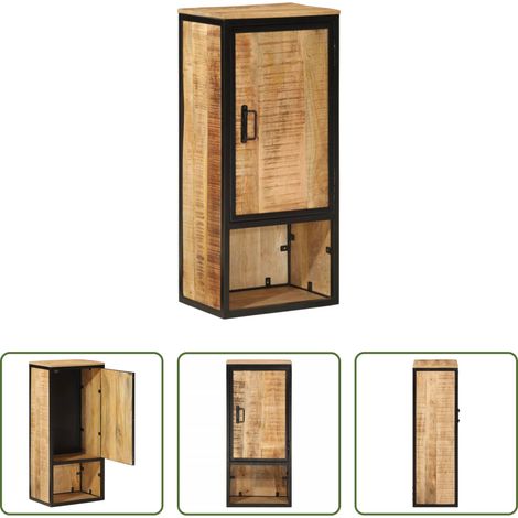 vidaXL Armoire de salle de bain 40x27x90cm bois massif manguier et fer (1/5)