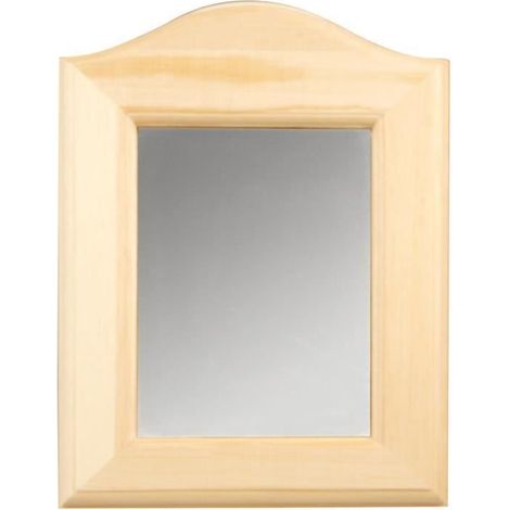 Miroir - Décoration murale - Bois massif - Beige - Rectangulaire - Contemporain