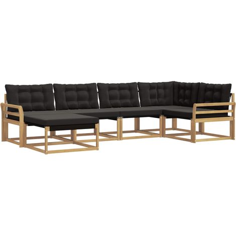Outdoor-Sofagarnitur 6 Stk. Weiß und Schwarz Massivholz Akazie vidaXL (1/5)