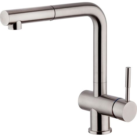 Paini – Rubinetto Miscelatore Monocomando Cucina, INOX, Lavello doccia estraibile, Design moderno, interamente prodotto e lavorato in Italia (1/5)