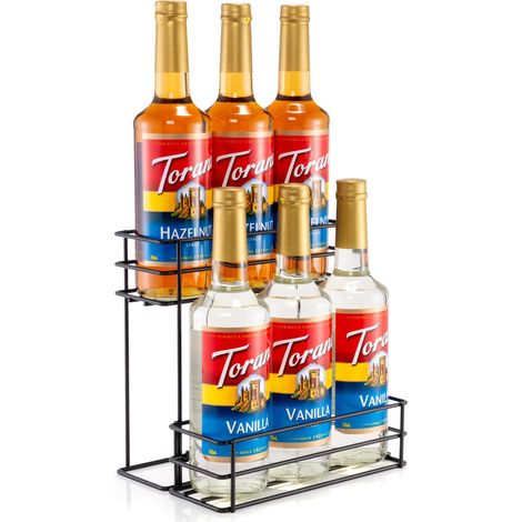 Support 6 Bouteilles – Organisateur à Sirop de Café – Râtelier pour Bar à Café, Cuisine – Mini Bar à Vin – Rangement pour Sirop, Vin, Vinaigrette (1/5)