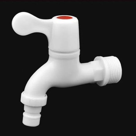 Juego de 2 grifos de agua de plástico de 25 mm (3/4"), Con cierre cerámico, duraderos y a prueba de fugas, Aptos para lavadora (1/5)