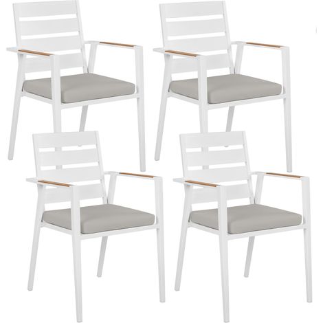Conjunto de 4 sillas de jardín estructura de aluminio con cojines de asiento gris Taviano