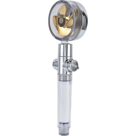 Turbobelüftete Handbrause, 360° drehbarer Spiralbrausekopf, G1/2-Gewinde, abnehmbar, wassersparend, goldfarben (1/5)