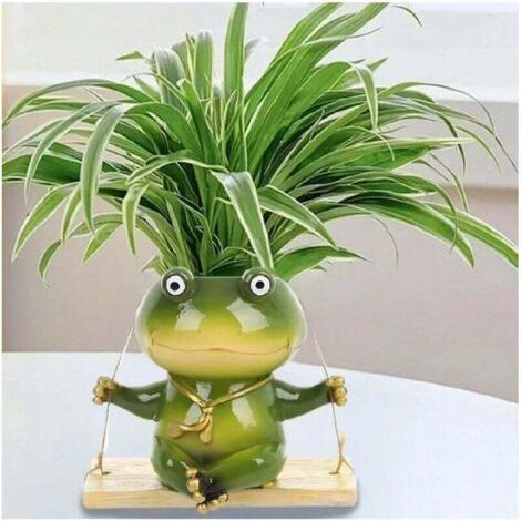 QORVA-Statue de jardin Grenouille - Jardinière de 6 pouces, Jardinière suspendue pour plantes d'intérieur, Décoration intérieure, Petite maison, Décoration extérieure mignonne