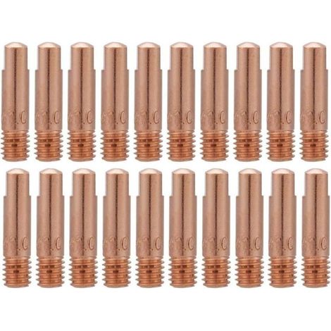 20Pcs Copper Contact Tube Welding Tips for 15AK MIG (1.0) Welding Torch Consumables