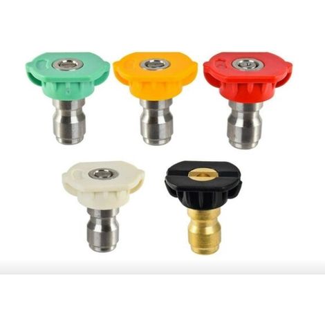Pistola ad acqua a connessione rapida da 1/4" per autolavaggi ad altissima pressione, ugello a ventaglio, accessori per la pulizia, testina della pistola, set di cinque ugelli colorati con diametro di (1/5)