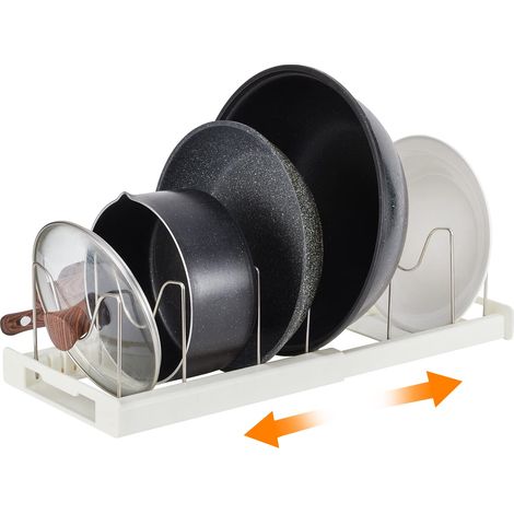 Pot extensible organisateur de casseroles organisateurs couvercles séparateurs réglables en acier inoxydable (1/5)