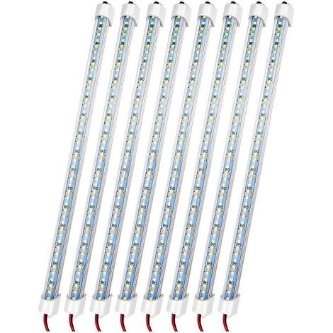 Kit de 8 barres lumineuses LED intérieures 12 V avec interrupteur et aimants, blanc 6500 K, pour véhicules et meubles. (1/5)
