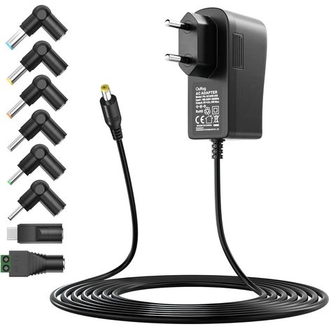 10 W Universal Power Supply Charger 5 V 2 A AC Adapter with 7 Connectors for LCD, LED Strips, Routers, Speaker, USB Hub, Scales, Android Portable (1/5)