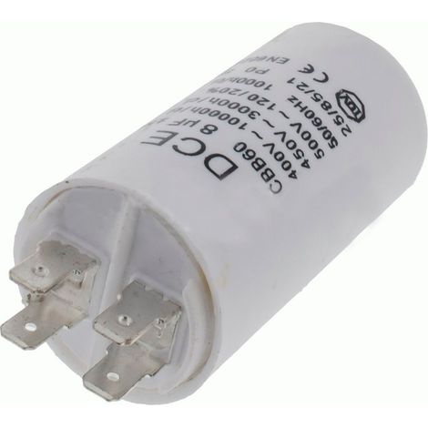 Condensador Trabajo Permanente Lavadora 8 -0 µF 450V
