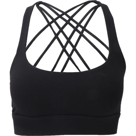 Soutien-gorge de sport croisé pour femme, simple et élégant, à bretelles, idéal pour le yoga, le fitness et la course à pied (70ABC) (1/5)
