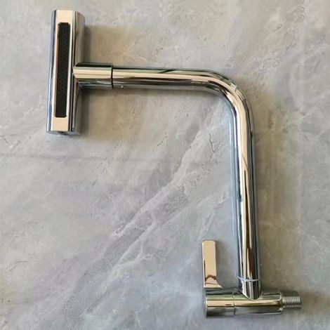 Export-oriented waterfall faucet, kitchen hot and cold water faucet with four modes, suitable for sinks and balconies, rotating hot and cold water faucet - stainless steel single cold water electropla
