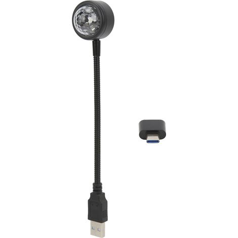 Lampe Étoile USB Projecteur LED Contrôle Vocal Rotation 360° Portable Voiture Maison Romantique (Type-C) (1/5)