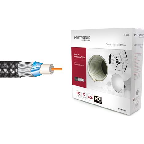 CAVO COASSIALE TV/SAT Ø 5 mm ± 0,15 mm x 100 metri